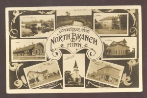 RPPC NORTH BRANCH MINNESOTA RAILROAD DEPOT MULTI VIEW REAL PHOTO POSTCARD