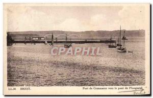 Old Postcard Brest Port De Commerce to the bridge Plougastel