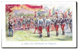 Old Postcard Distribution Flags July 14, 1880 Militaria
