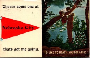 There's Some One At Nebraska City That's Got Me Going Vintage Postcard Q70