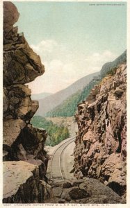 Vintage Postcard Crawford Notch From M.C.R.R. Cut White Mountains New Hampshire