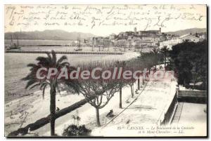 Postcard Old Cannes Croisette Boulevard and Mount Knight