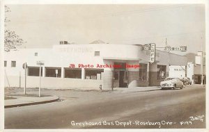 OR, Roseburg, Oregon, RPPC, Greyhound Bus Depot, Cafe, 50s Cars, Smith Photo