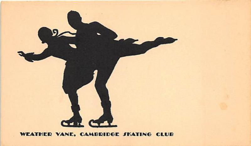 Cambridge MA Weather Vane Ice Skating Club Postcard