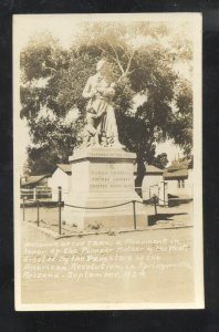 RPPC SPRINGERVILLE ARIZONA MEXICAN WAR MONUMENT REAL PHOTO POSTCARD