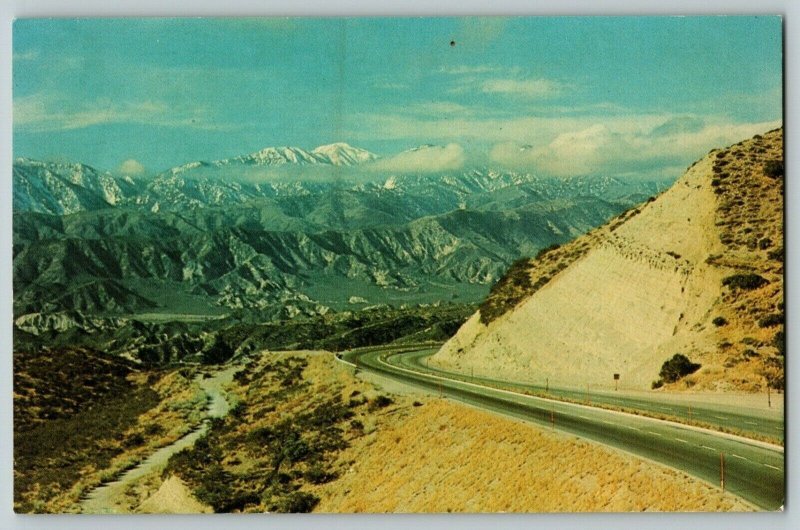 VTG Chrome Cajon Pass Spanish Trail Hwy 66 San Bernardino County CA Postcard