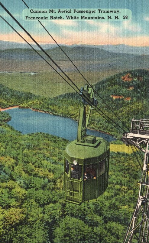 Vintage Postcard Canon Aerial Passenger Tramway White Mountains New Hamshire NH