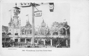 Flying Swings, Luna Park Coney Island, NY, USA Amusement Park Unused light cr...