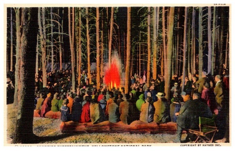 Wyoming Yellowstone Park  Camp fire entertainment