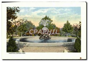 Postcard Old Fountain Capron Park North main street from Library Looking East...