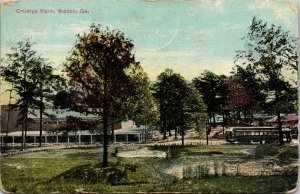 Vtg 1910s Trolley Car at Crumps Park Macon Georgia GA Postcard
