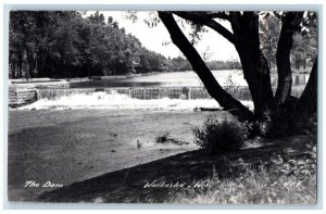 1946 River Dam View Waukesha Wisconsin WI RPPC Photo Posted Postcard 