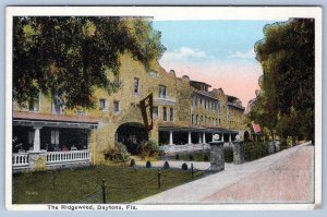 1920's DAYTONA BEACH FLORIDA RIDGEWOOD HOTEL ANTIQUE POSTCARD*AMERICAN FLAG