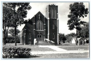 c1940's First English Lutheran Church Spencer Iowa IA RPPC Photo Postcard