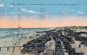 Atlantic Ocean at Daytona Beach FL Florida More Parked Cars than People pm 1939