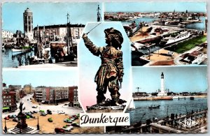 1961 Dunkirk Boats Ships Pier Monument France Posted Postcard