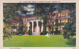 Night Time Scene Of Marion College Marion Virginia