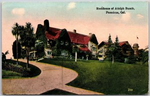 Residence Of Adolf Busch Pasadena California CA Green Grounds Houses Postcard