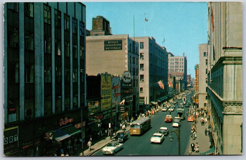 Vtg Montreal Quebec Canada St Catherine Street View Downtown 1960s Postcard