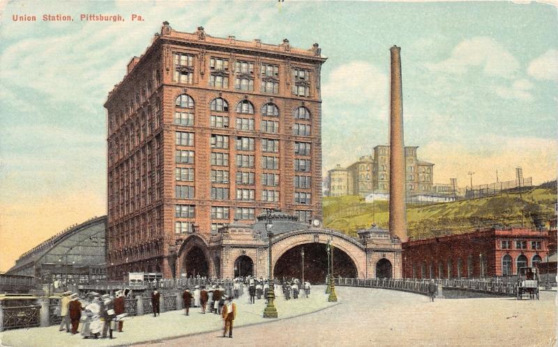 Pittsburgh Pennsylvania~Union Station~Passengers Entering Terminal~c1910 PC