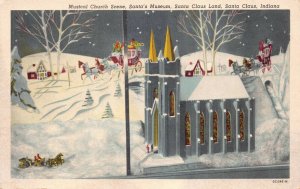 Postcard Musical Church Scene, Santa's Museum, Santa Claus Land, Indiana~130537