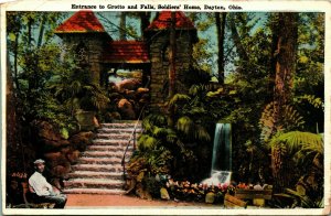 Entrance to Grotto and Falls Soldiers Home Dayton Ohio OH 1922 WB Postcard E12