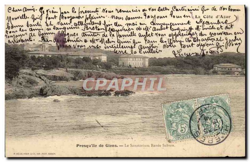 Old Postcard Presqu'ile de Giens 39ile Sanatorium Renee Sabran