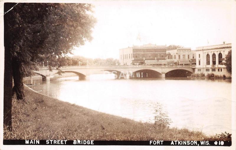 C68/ Fort Atkinson Wisconsin Wi RPPC Real Photo Postcard 1946 Main St Bridge