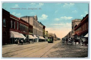 Springfield Missouri Postcard Commercial Street Streetcar Exterior Building 1911