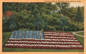 Vintage Postcard 1947 American Flag In Elizabeth Park Hartford Connecticut H. P.