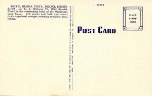 MS - Biloxi. The Buena Vista Hotel & Cottages  (damaged card)