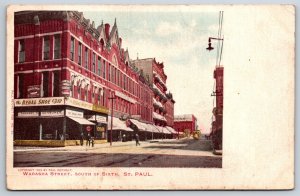 St Paul Massachusetts~Downtown Wabasha St~Regal Shoe~Coal Sales~1904 Postcard