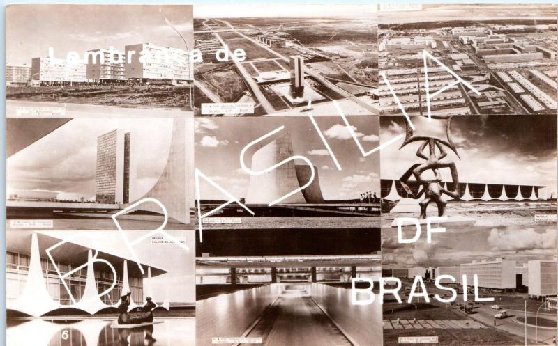 RPPC BRASILIA, Brazil     c1960s    MULTIVIEW of Capitol City    Postcard