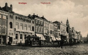 Netherlands Groningen Vischmarkt Vintage Postcard 04.06