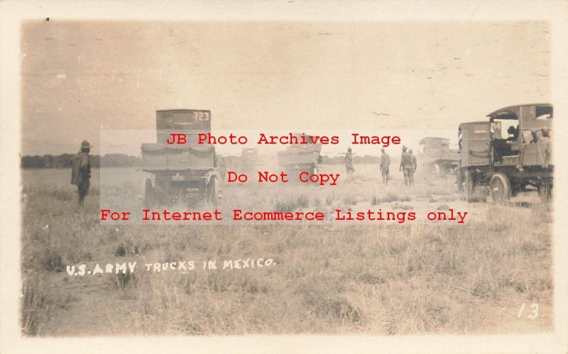 Mexico Border War, RPPC, US Army Trucks in Mexico, Photo No 13