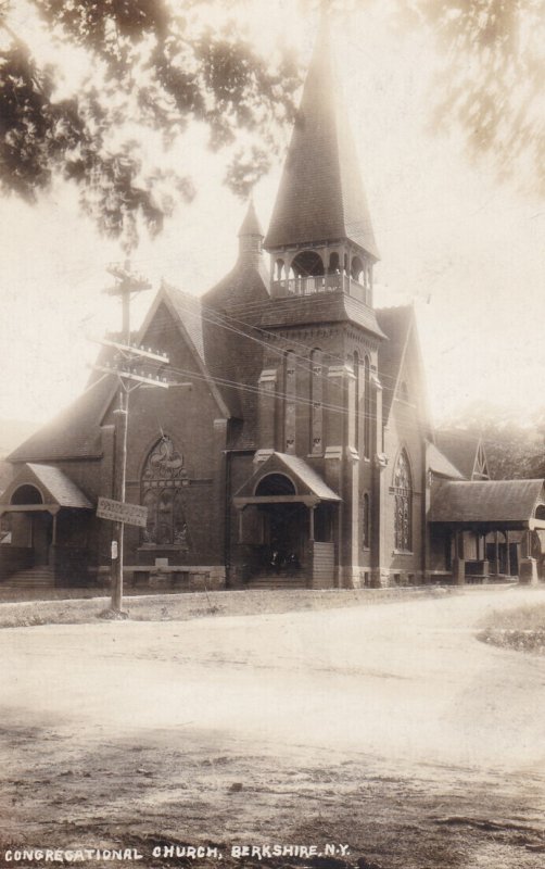 New York Berkshire Congregational Church 1910 Real Photo