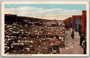 Augusta Georgia 1917 Postcard Cotton Bales Warehouse