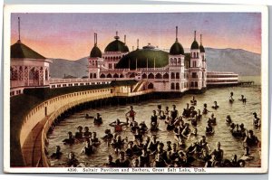 Postcard UT Salt Lake City  Saltair Pavilion and Bathers