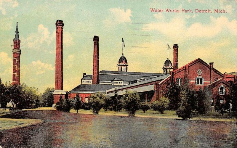 Detroit Michigan 1912 Postcard Water Works Park Building