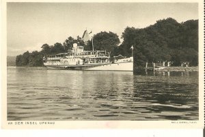 Ship. Dampfschiffahrt an der Zurichsee Old vintage Swiss photo postcard