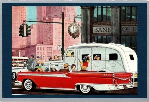 Ford Advertising~Touring America 50'S CONVERTIBLE~ARMORED CAR  1990 4X6 Postcard