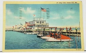 Ocean City Md SHIP CAFE and BOAT DOCKS Worcester Co Maryland c1940 Postcard I8