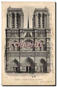 Old Postcard Paris Facade of L & # 39Eglise Notre Dame