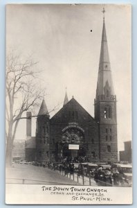 St. Paul Minnesota Postcard RPPC Photo The Down Town Church Evangelical Service