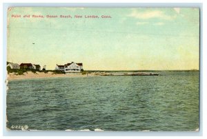 1910 Point and Rocks, Ocean Beach, New London Connecticut CT Postcard 