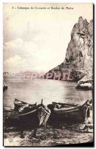 Old Postcard Creek of Croisette and Boat Mayor of rock