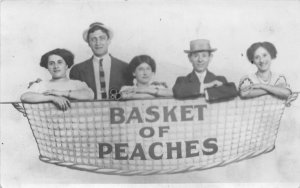 J65/ Detroit Michigan Toledo Ohio RPPC Postcard c1910 Basket Peaches  342