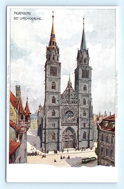 Postcard Germany Nurnberg Skt Lorenzkirche Tugendbrunnen J13