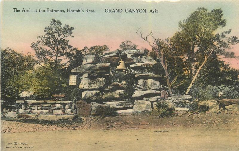 Arch At The Entrance Hermit's Rest Grand Canyon Handcolored Fred Harvey Postcard