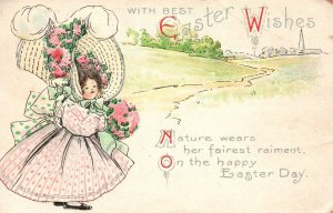 With Best Easter Wishes Nature Wears Eastertide Greetings Wish Vintage Postcard